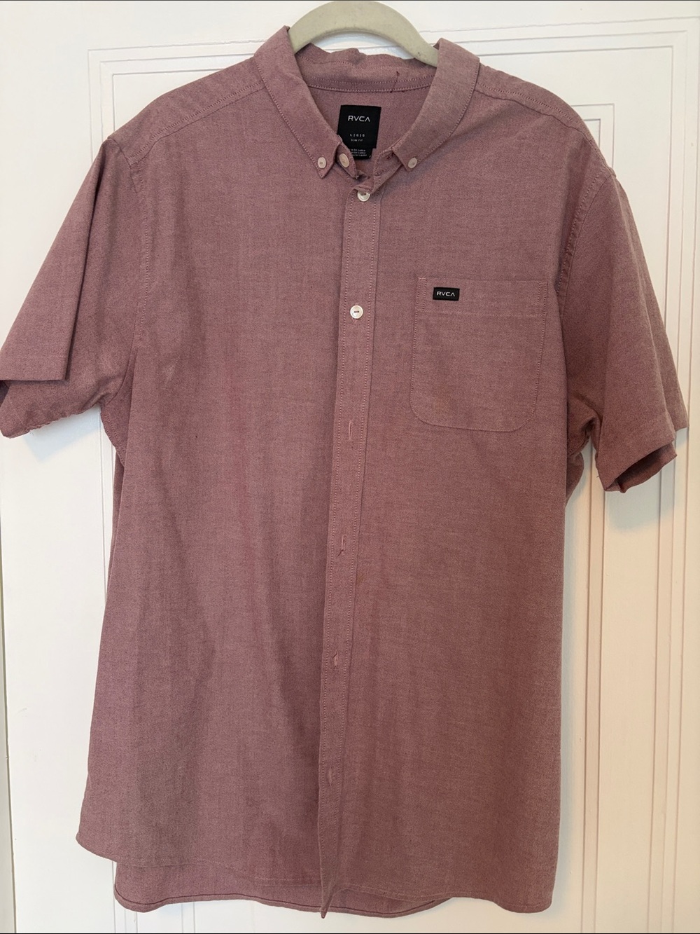 RVCA Men’s Short-Sleeve Button-Down Shirt — Dusty Mauve